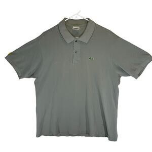 Lacoste Mens Polo Shirt Gray Short Sleeve Alligator Rugby size 6 M